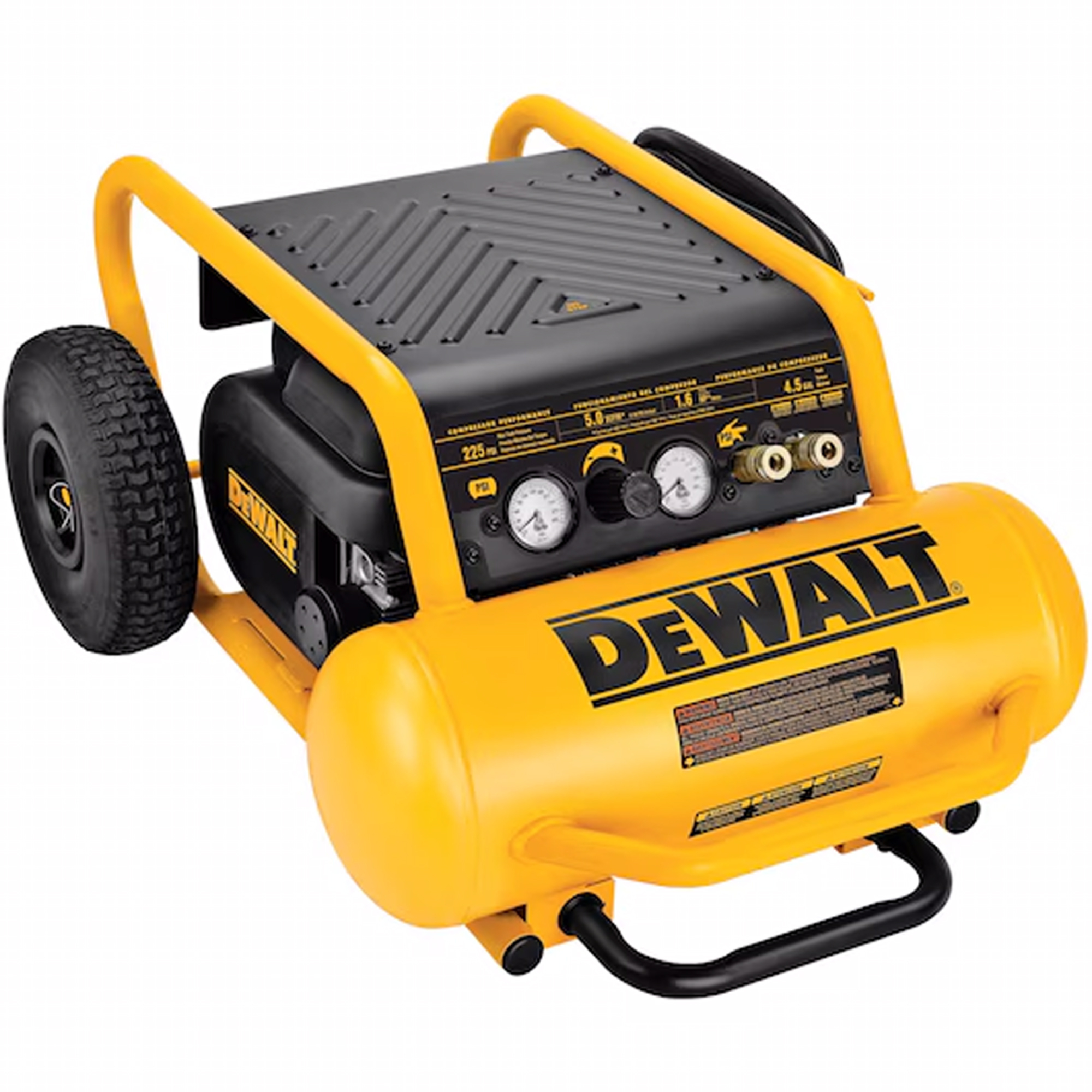 DEWALT, 4.5 Gal 1.6 Hp Air Compressor, Horsepower 1.6 HP, Air Tank Size 4.5 Gal, Volts 120 Model# D55146